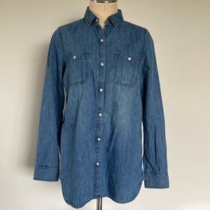 J.Jill, classic denim pearl snap, 100% cotton, XS